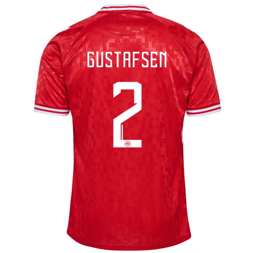 Kids Football Denmark Victor Gustafsen #2 Red Home Jersey 24-26 T-Shirt Nz