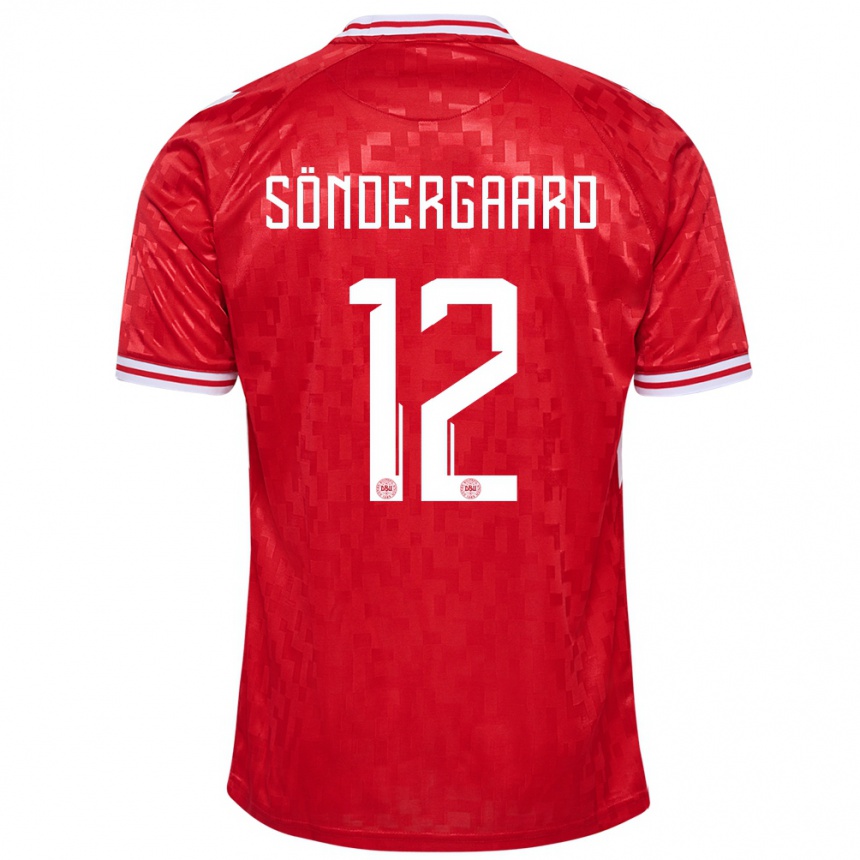 Kids Football Denmark Philip Söndergaard #12 Red Home Jersey 24-26 T-Shirt Nz