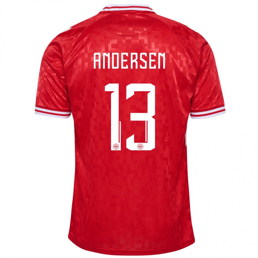 Kids Football Denmark Frej Andersen #13 Red Home Jersey 24-26 T-Shirt Nz