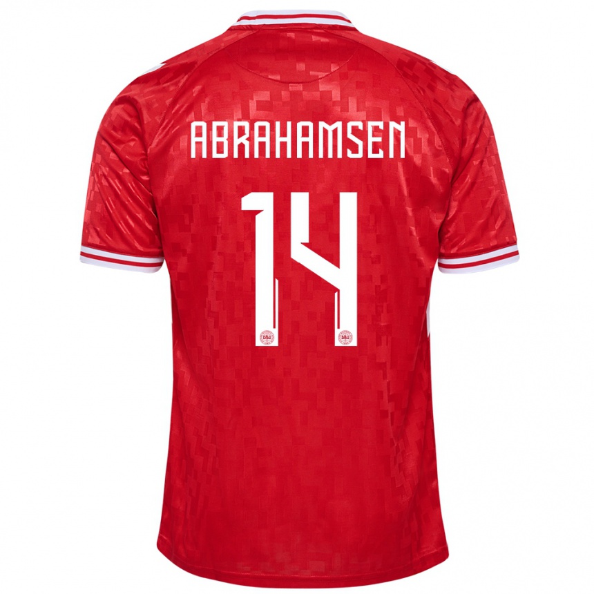 Kids Football Denmark Mads Abrahamsen #14 Red Home Jersey 24-26 T-Shirt Nz