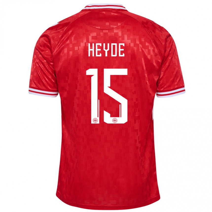 Kids Football Denmark Malte Heyde #15 Red Home Jersey 24-26 T-Shirt Nz