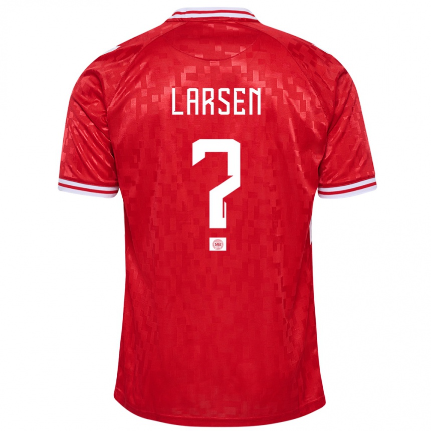 Kids Football Denmark Sander Larsen #0 Red Home Jersey 24-26 T-Shirt Nz