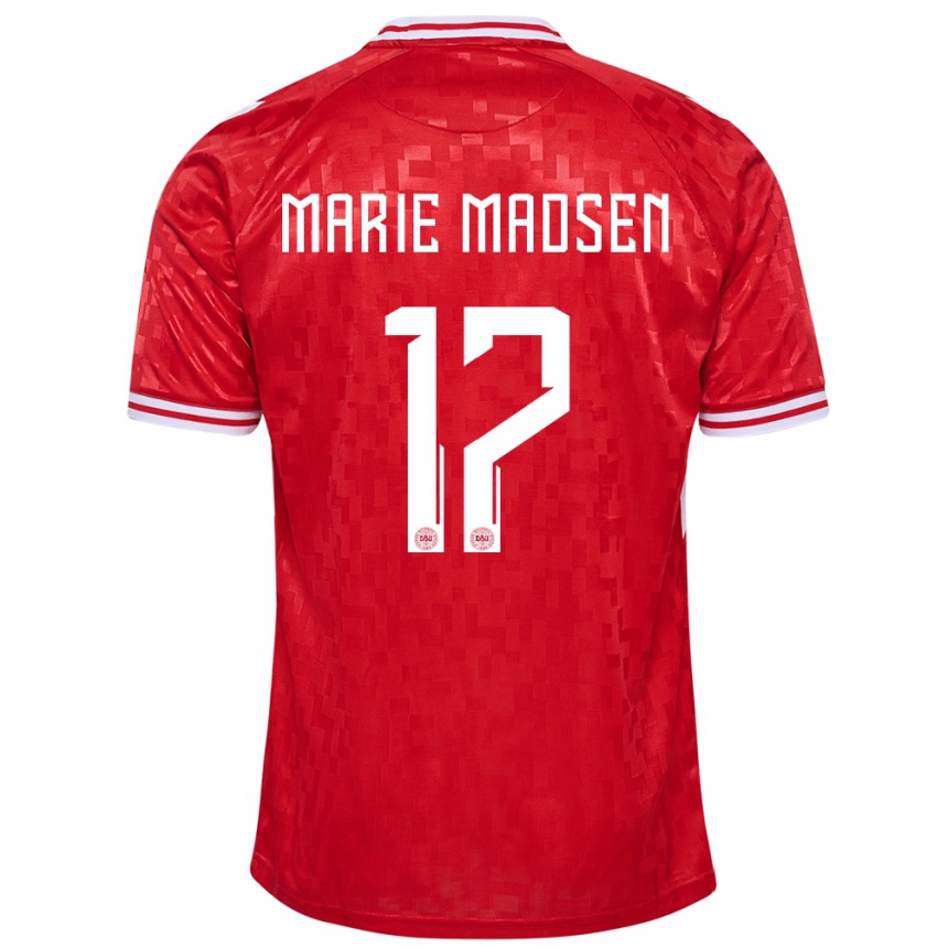 Kids Football Denmark Rikke Marie Madsen #17 Red Home Jersey 24-26 T-Shirt Nz