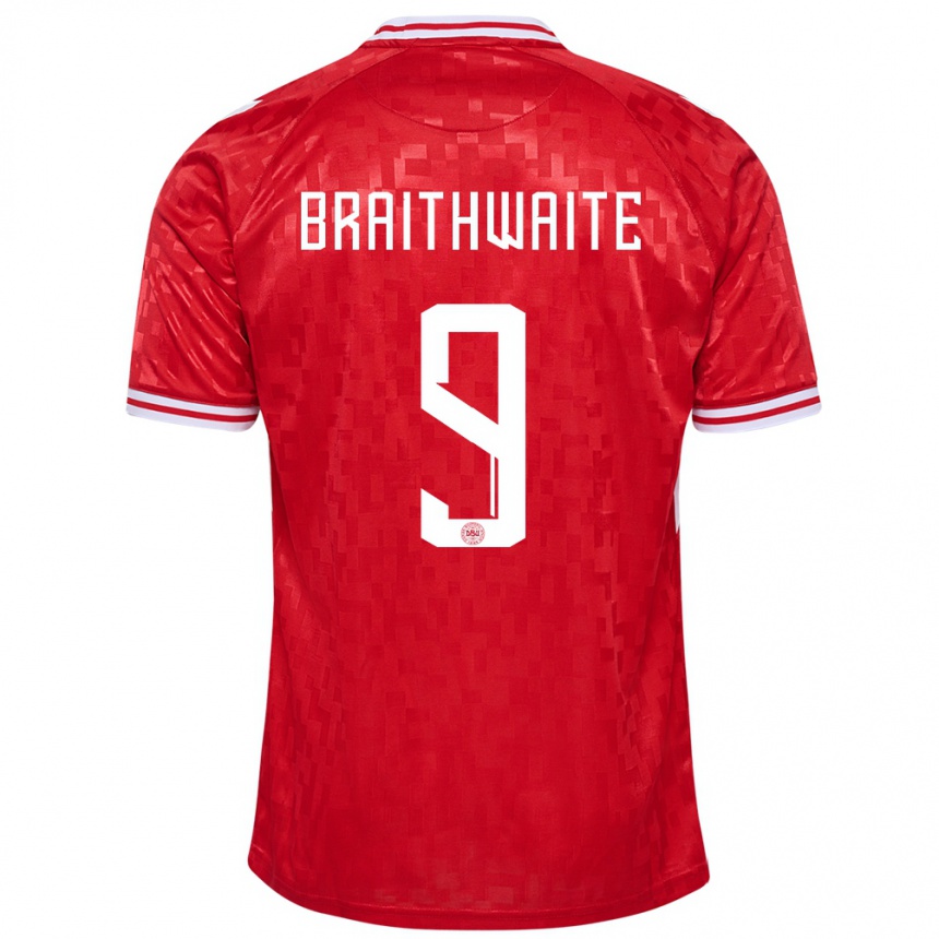 Kids Football Denmark Martin Braithwaite #9 Red Home Jersey 24-26 T-Shirt Nz