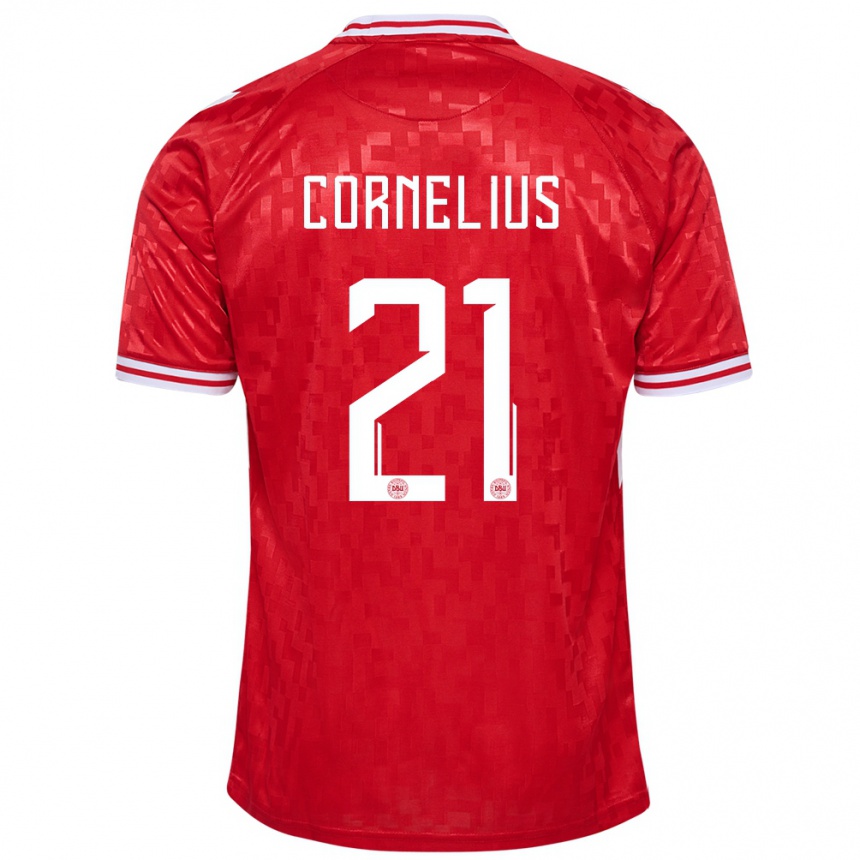 Kids Football Denmark Andreas Cornelius #21 Red Home Jersey 24-26 T-Shirt Nz