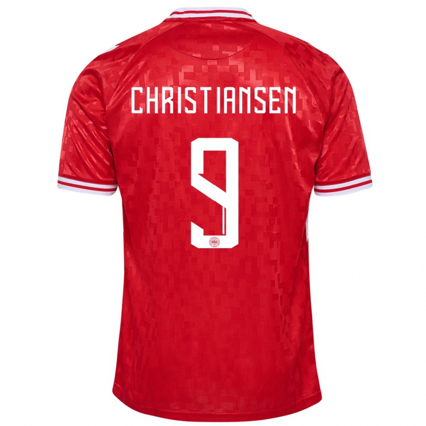 Kids Football Denmark Nanna Christiansen #9 Red Home Jersey 24-26 T-Shirt Nz