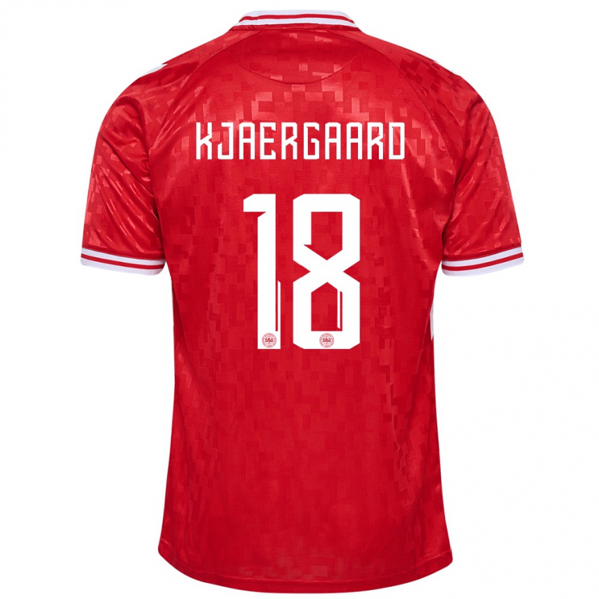 Kids Football Denmark Maurits Kjaergaard #18 Red Home Jersey 24-26 T-Shirt Nz