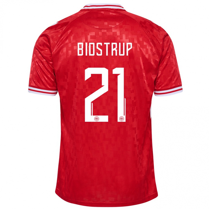 Kids Football Denmark Mads Bidstrup #21 Red Home Jersey 24-26 T-Shirt Nz