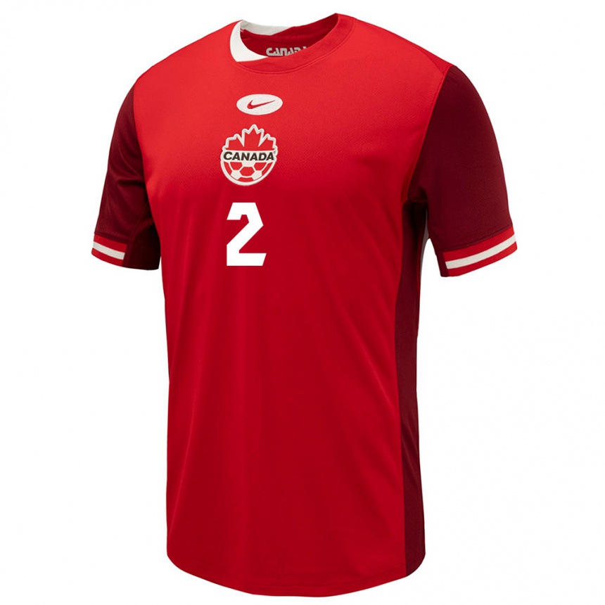 Kids Football Canada Noah Abatneh #2 Red Home Jersey 24-26 T-Shirt Nz