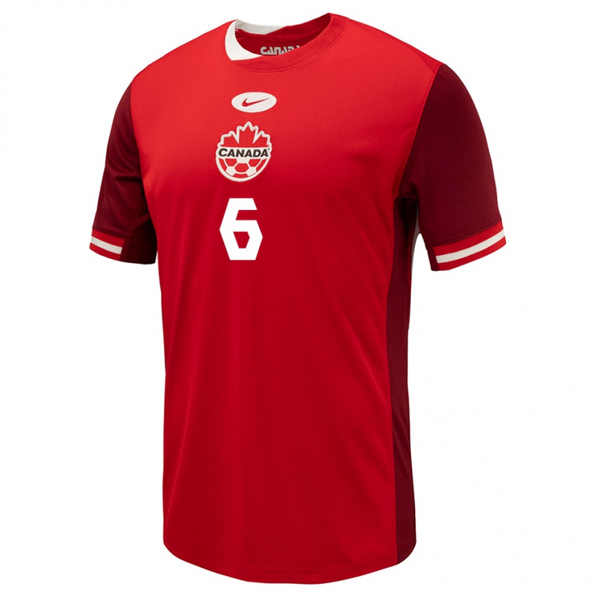 Kids Football Canada Matteo Campagna #6 Red Home Jersey 24-26 T-Shirt Nz