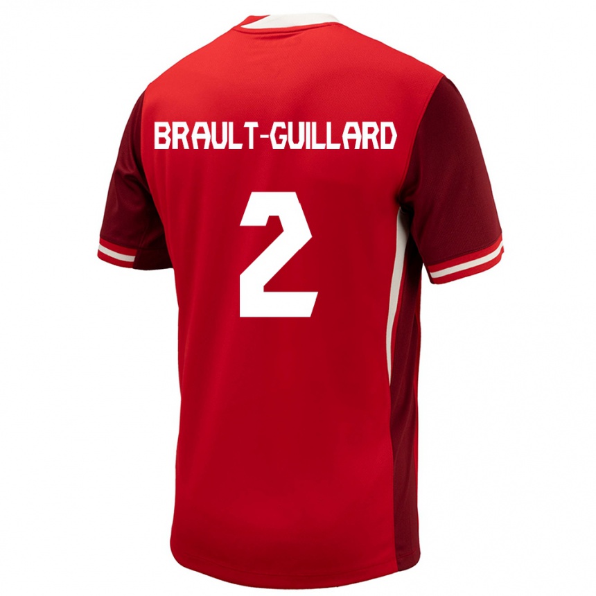 Kids Football Canada Zachary Brault-Guillard #2 Red Home Jersey 24-26 T-Shirt Nz