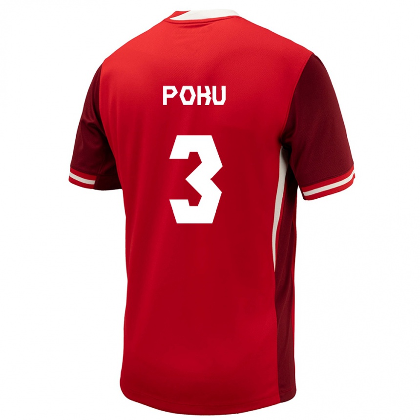 Kids Football Canada Kwasi Poku #3 Red Home Jersey 24-26 T-Shirt Nz