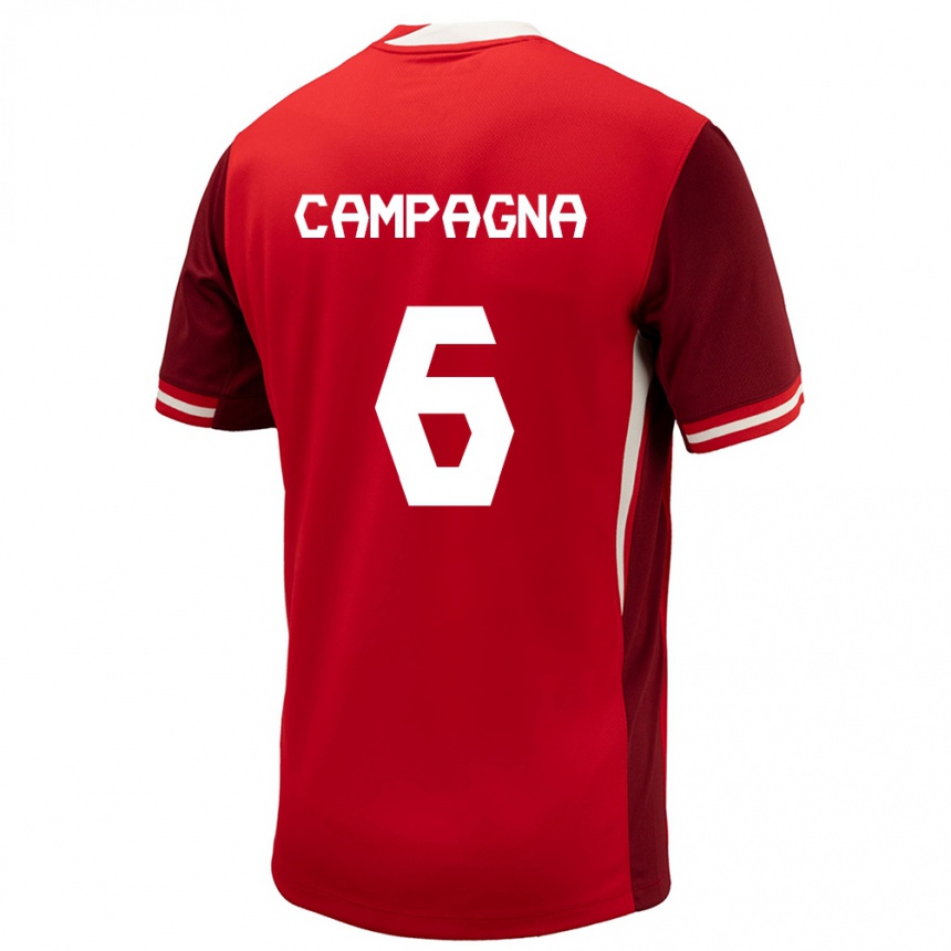 Kids Football Canada Matteo Campagna #6 Red Home Jersey 24-26 T-Shirt Nz