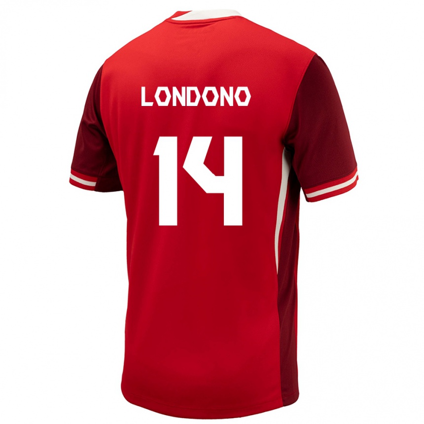 Kids Football Canada Tyler Londono #14 Red Home Jersey 24-26 T-Shirt Nz