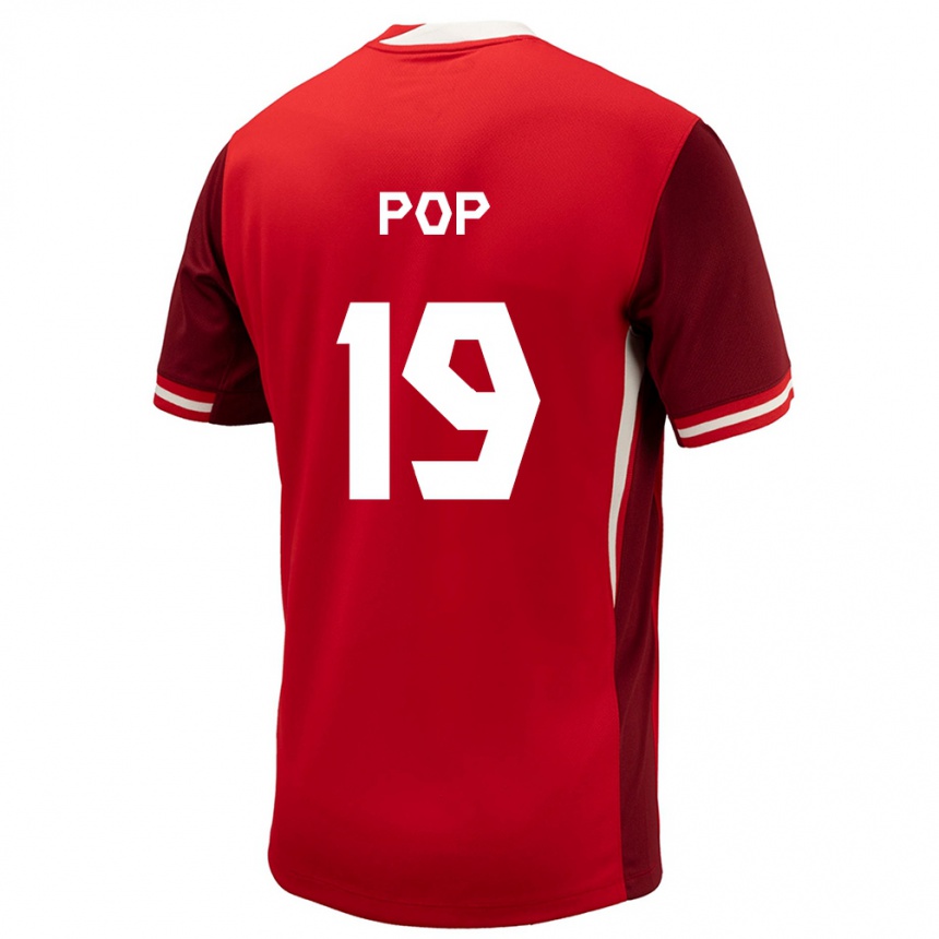 Kids Football Canada Erik Pop #19 Red Home Jersey 24-26 T-Shirt Nz