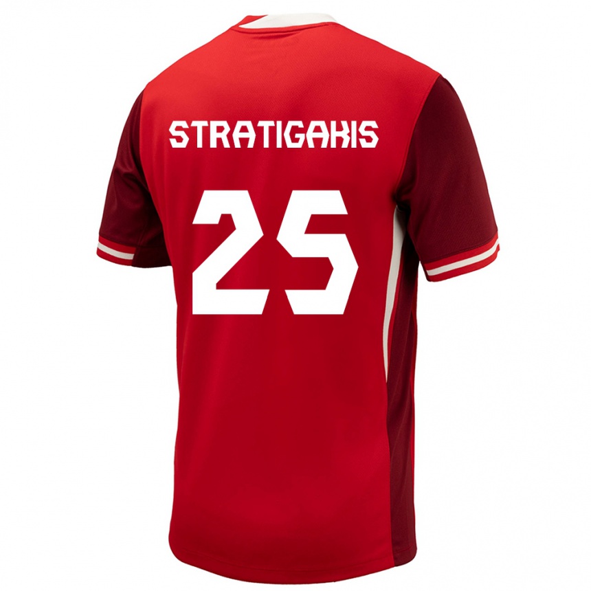 Kids Football Canada Sarah Stratigakis #25 Red Home Jersey 24-26 T-Shirt Nz