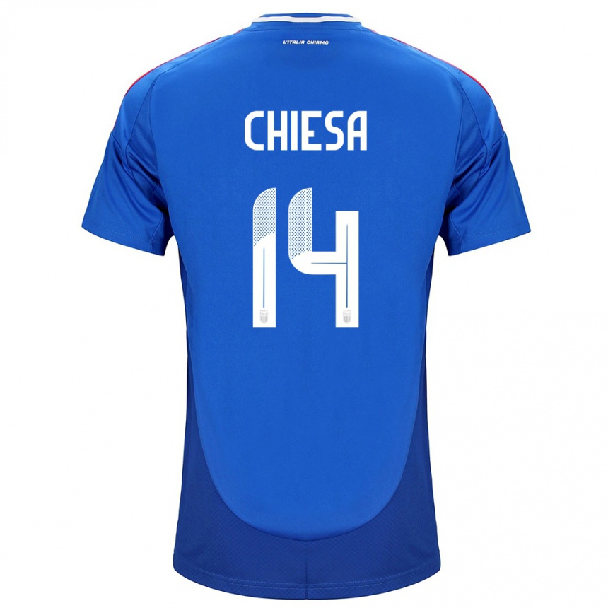 Kids Football Italy Federico Chiesa #14 Blue Home Jersey 24-26 T-Shirt Nz