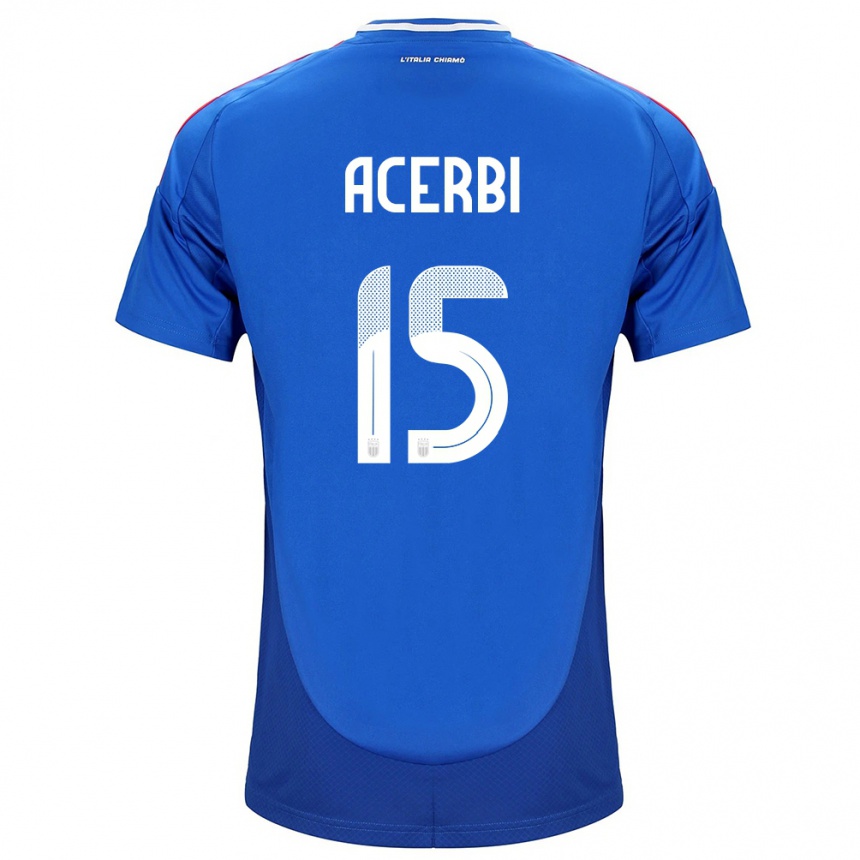 Kids Football Italy Francesco Acerbi #15 Blue Home Jersey 24-26 T-Shirt Nz