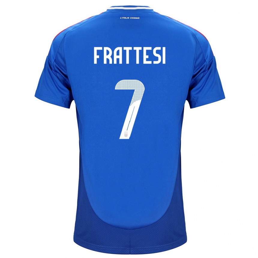 Kids Football Italy Davide Frattesi #7 Blue Home Jersey 24-26 T-Shirt Nz