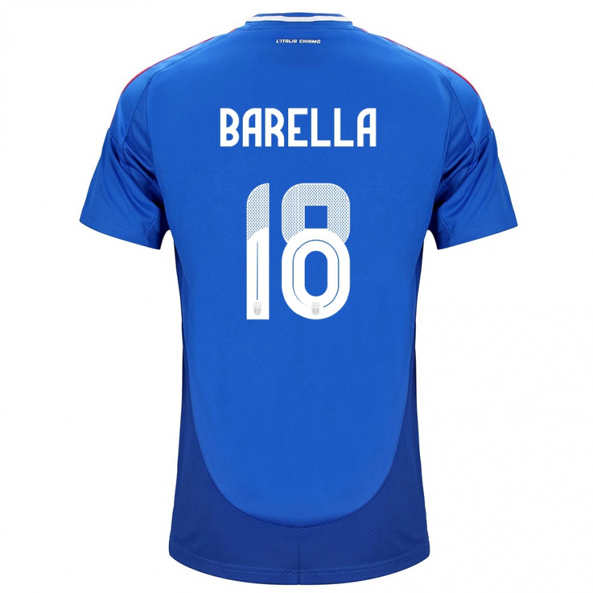 Kids Football Italy Nicolò Barella #18 Blue Home Jersey 24-26 T-Shirt Nz