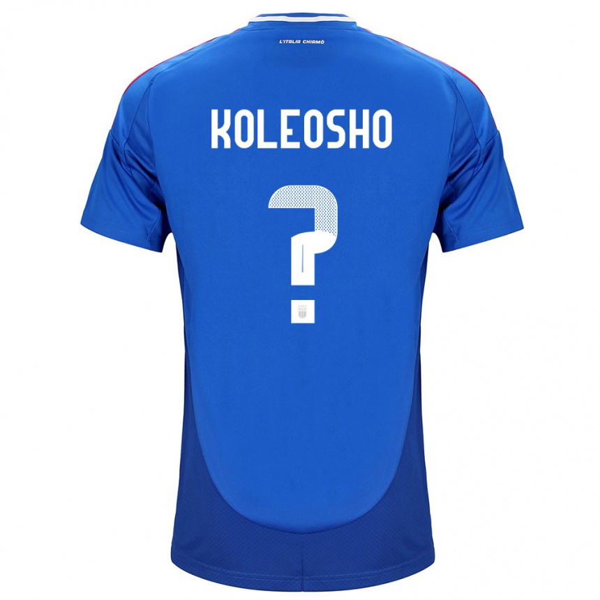 Kids Football Italy Luca Koleosho #0 Blue Home Jersey 24-26 T-Shirt Nz