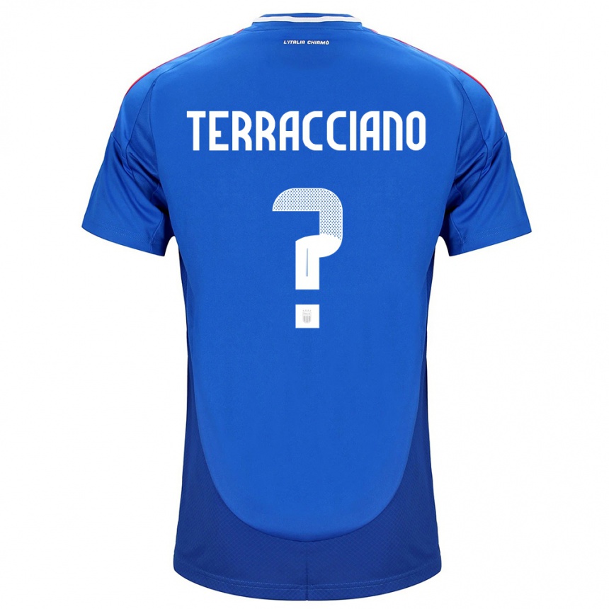 Kids Football Italy Filippo Terracciano #0 Blue Home Jersey 24-26 T-Shirt Nz