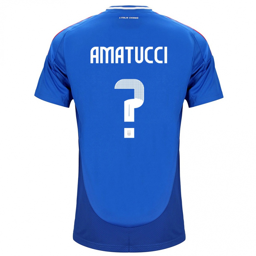 Kids Football Italy Lorenzo Amatucci #0 Blue Home Jersey 24-26 T-Shirt Nz