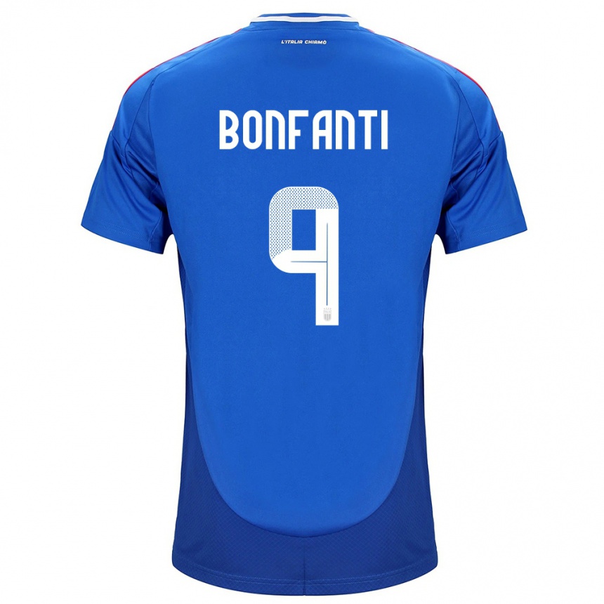 Kids Football Italy Nicholas Bonfanti #9 Blue Home Jersey 24-26 T-Shirt Nz