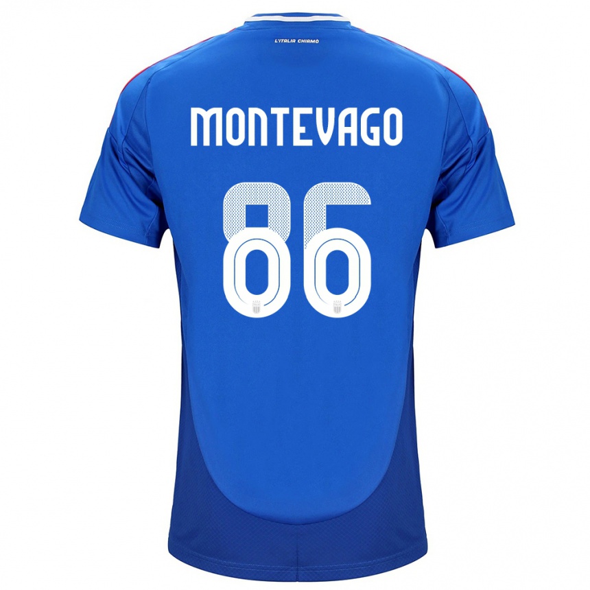 Kids Football Italy Daniele Montevago #86 Blue Home Jersey 24-26 T-Shirt Nz