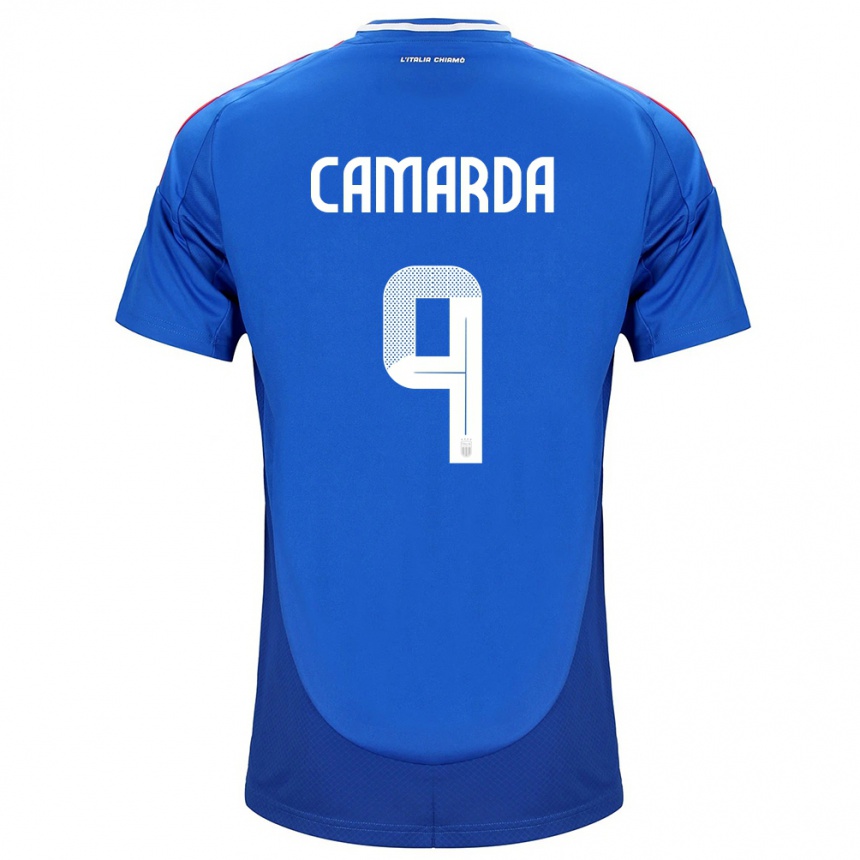 Kids Football Italy Francesco Camarda #9 Blue Home Jersey 24-26 T-Shirt Nz