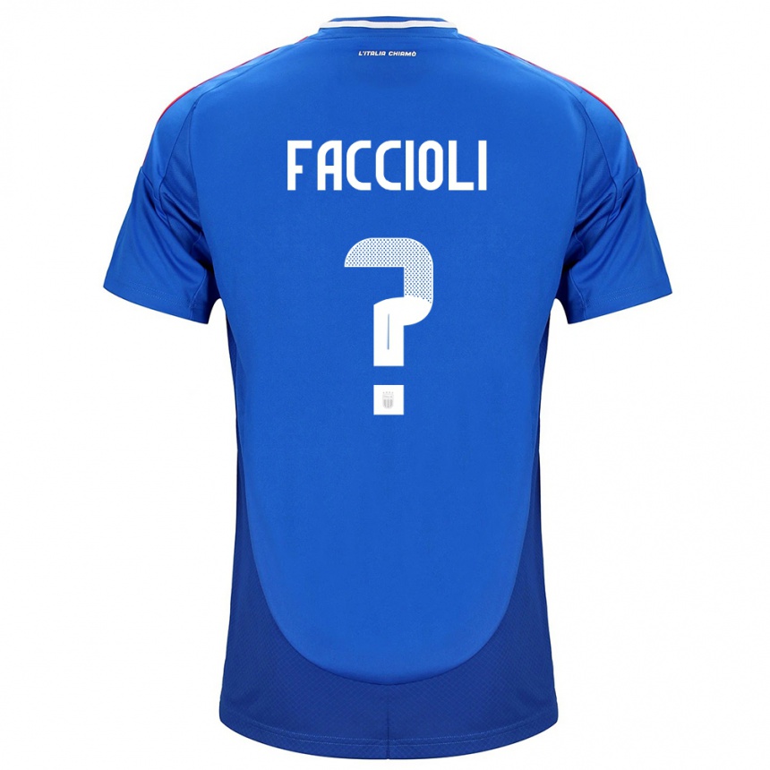 Kids Football Italy Pietro Faccioli #0 Blue Home Jersey 24-26 T-Shirt Nz