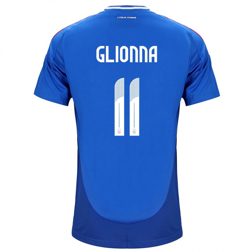 Kids Football Italy Benedetta Glionna #11 Blue Home Jersey 24-26 T-Shirt Nz