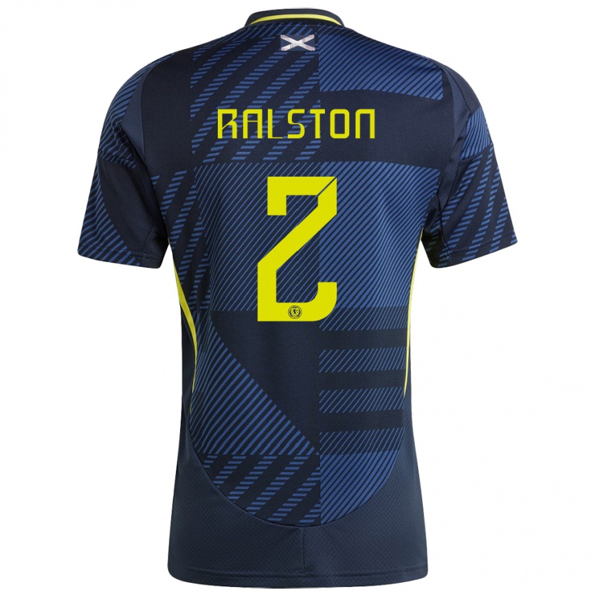 Kids Football Scotland Anthony Ralston #2 Dark Blue Home Jersey 24-26 T-Shirt Nz