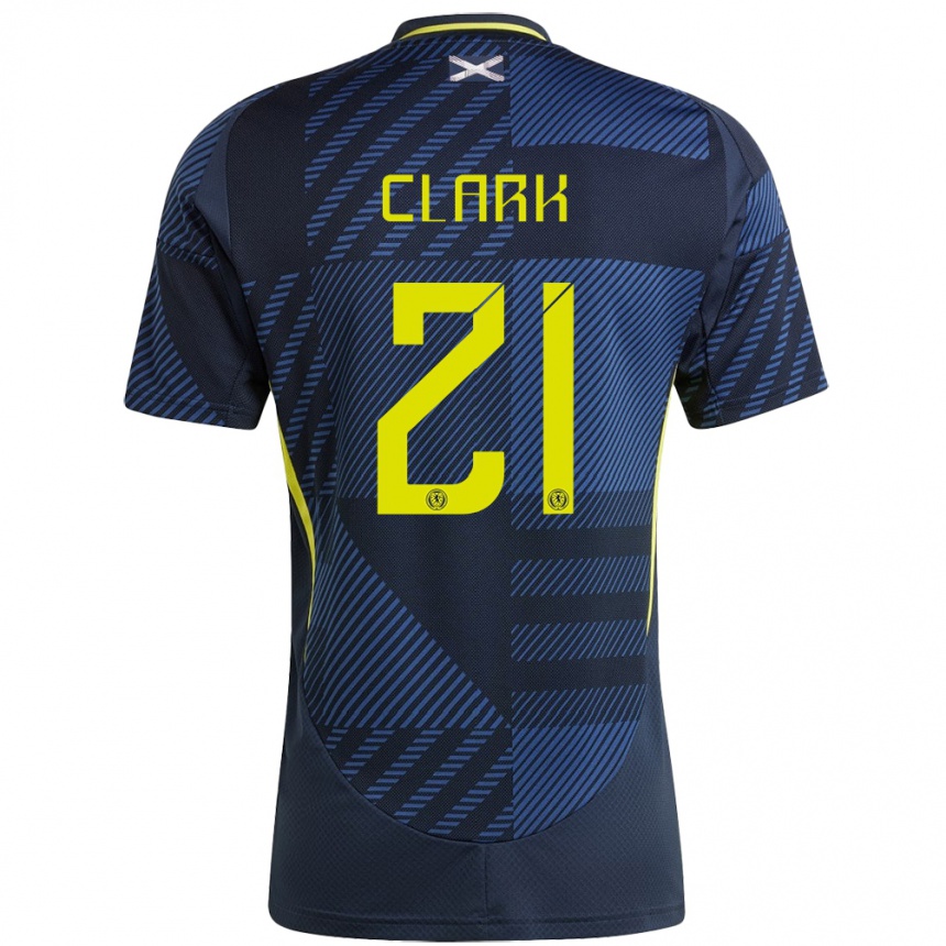 Kids Football Scotland Zander Clark #21 Dark Blue Home Jersey 24-26 T-Shirt Nz