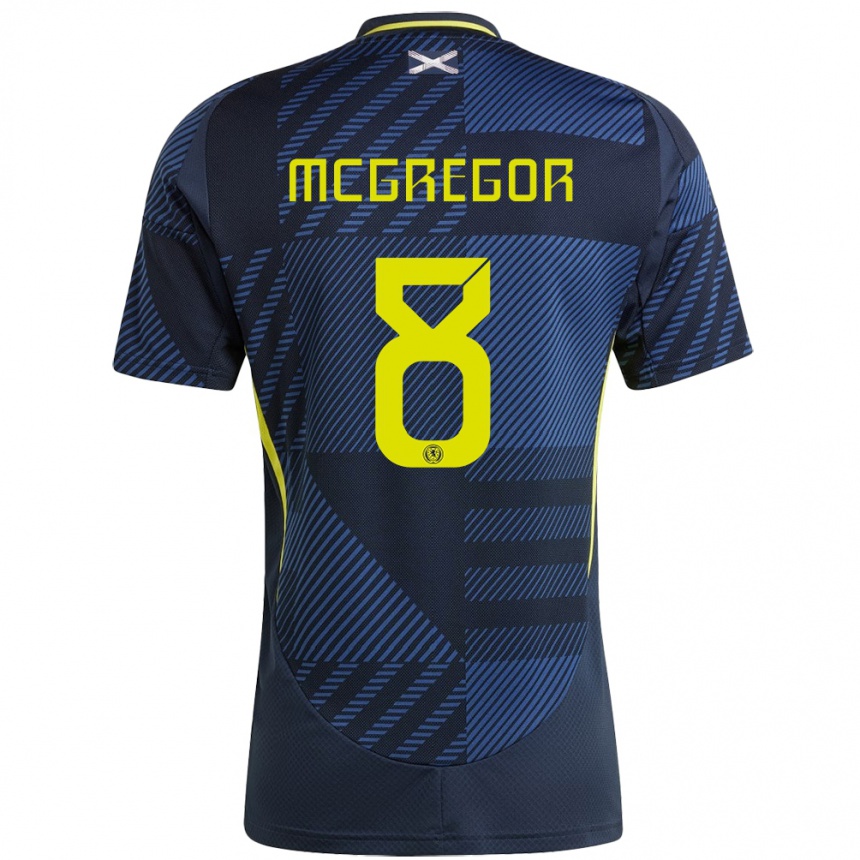 Kids Football Scotland Callum Mcgregor #8 Dark Blue Home Jersey 24-26 T-Shirt Nz