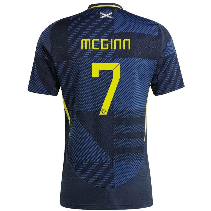 Kids Football Scotland John Mcginn #7 Dark Blue Home Jersey 24-26 T-Shirt Nz