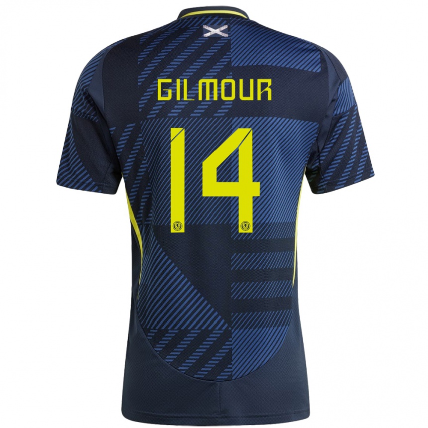 Kids Football Scotland Billy Gilmour #14 Dark Blue Home Jersey 24-26 T-Shirt Nz