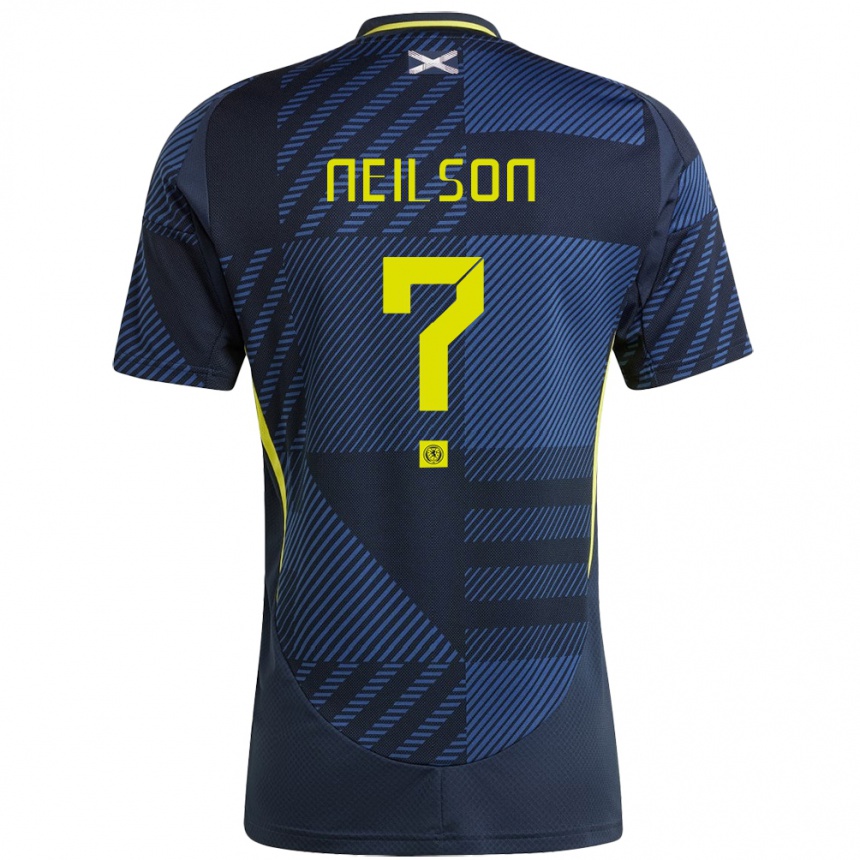 Kids Football Scotland Lewis Neilson #0 Dark Blue Home Jersey 24-26 T-Shirt Nz