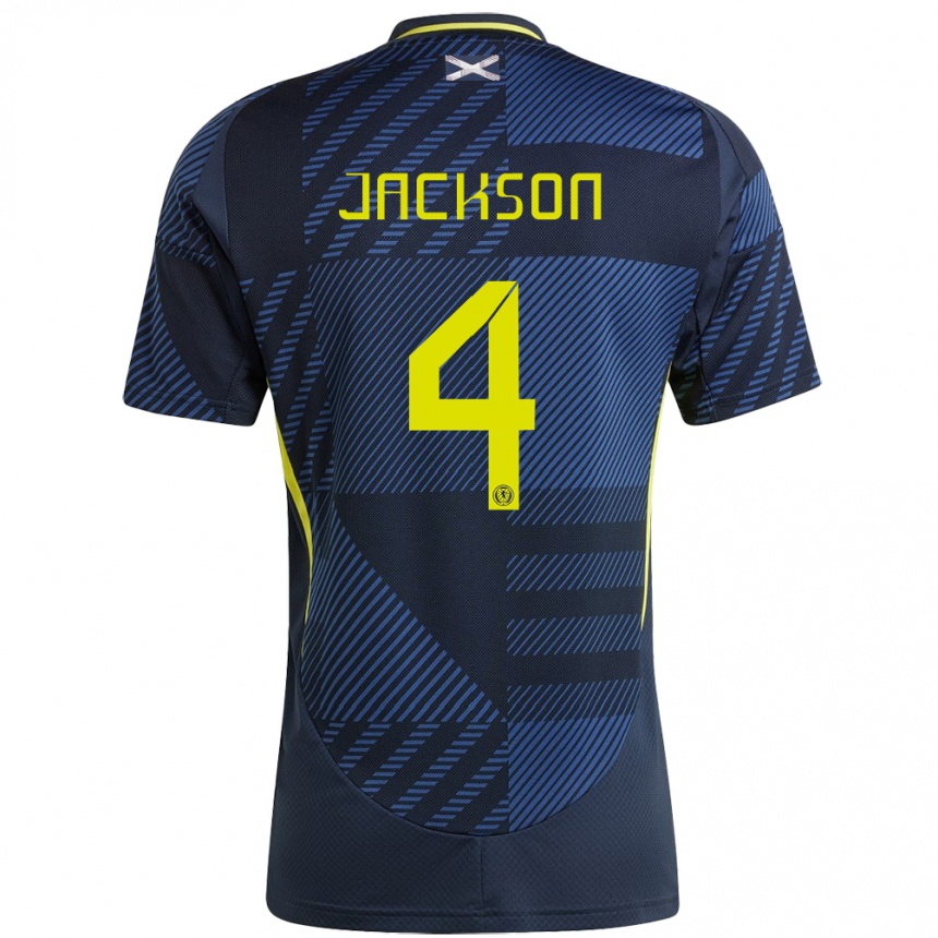 Kids Football Scotland Louis Jackson #4 Dark Blue Home Jersey 24-26 T-Shirt Nz