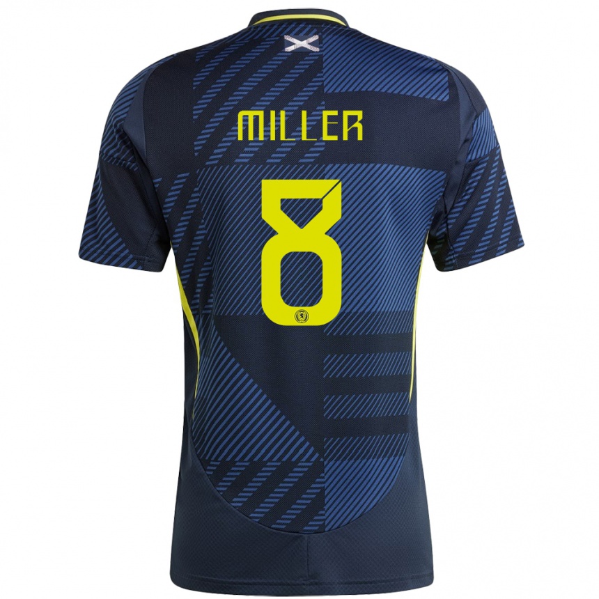 Kids Football Scotland Lennon Miller #8 Dark Blue Home Jersey 24-26 T-Shirt Nz