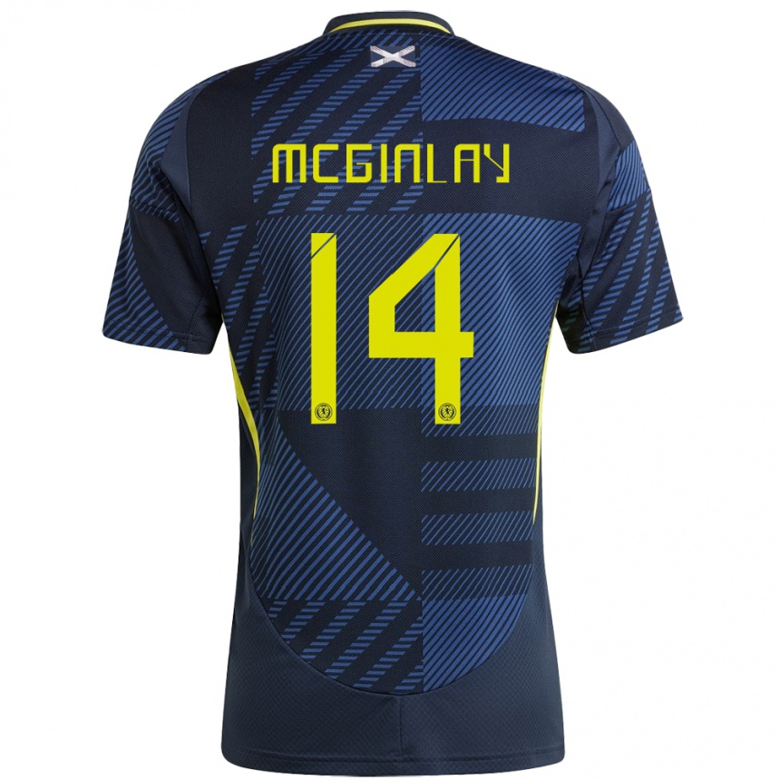 Kids Football Scotland Aiden Mcginlay #14 Dark Blue Home Jersey 24-26 T-Shirt Nz