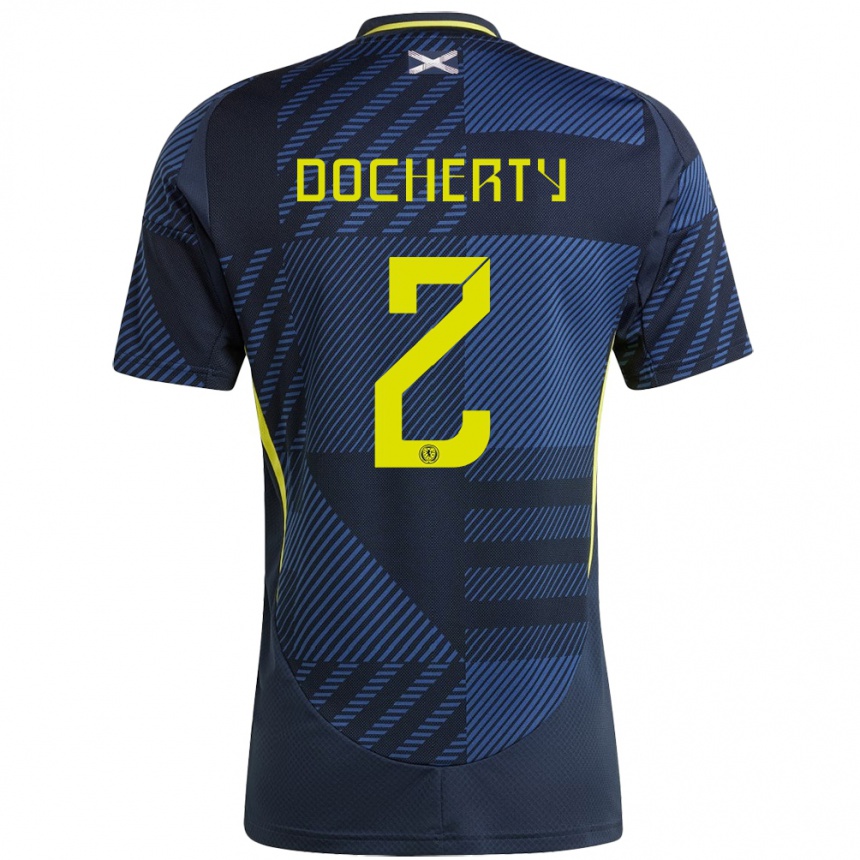 Kids Football Scotland Nicola Docherty #2 Dark Blue Home Jersey 24-26 T-Shirt Nz