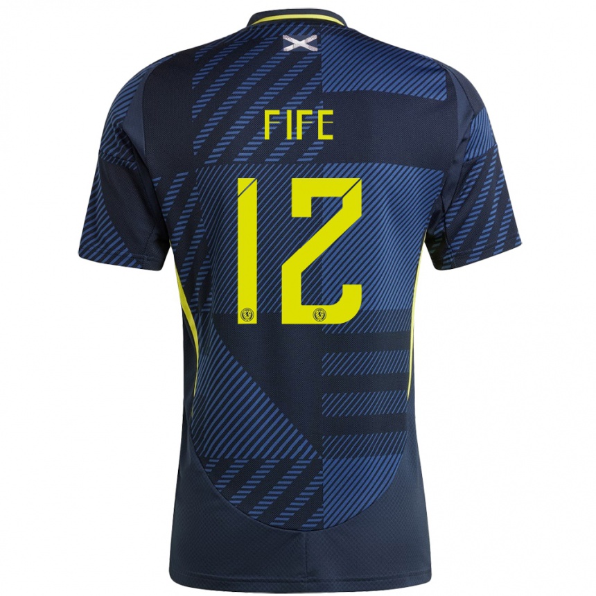 Kids Football Scotland Jenna Fife #12 Dark Blue Home Jersey 24-26 T-Shirt Nz