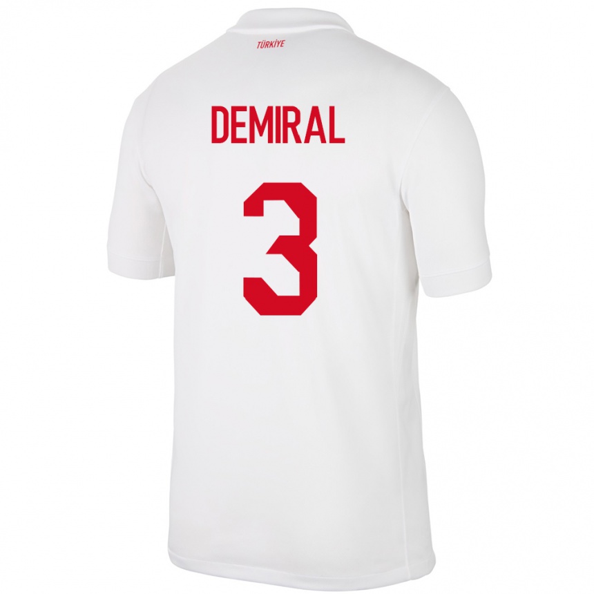 Kids Football Turkey Merih Demiral #3 White Home Jersey 24-26 T-Shirt Nz