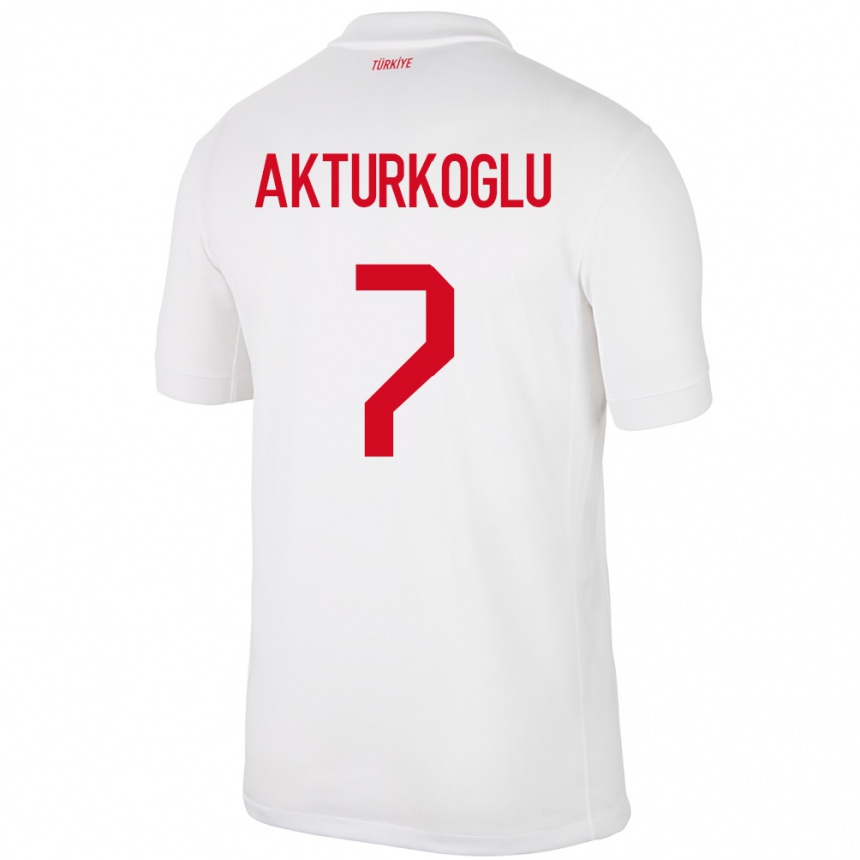 Kids Football Turkey Kerem Aktürkoğlu #7 White Home Jersey 24-26 T-Shirt Nz