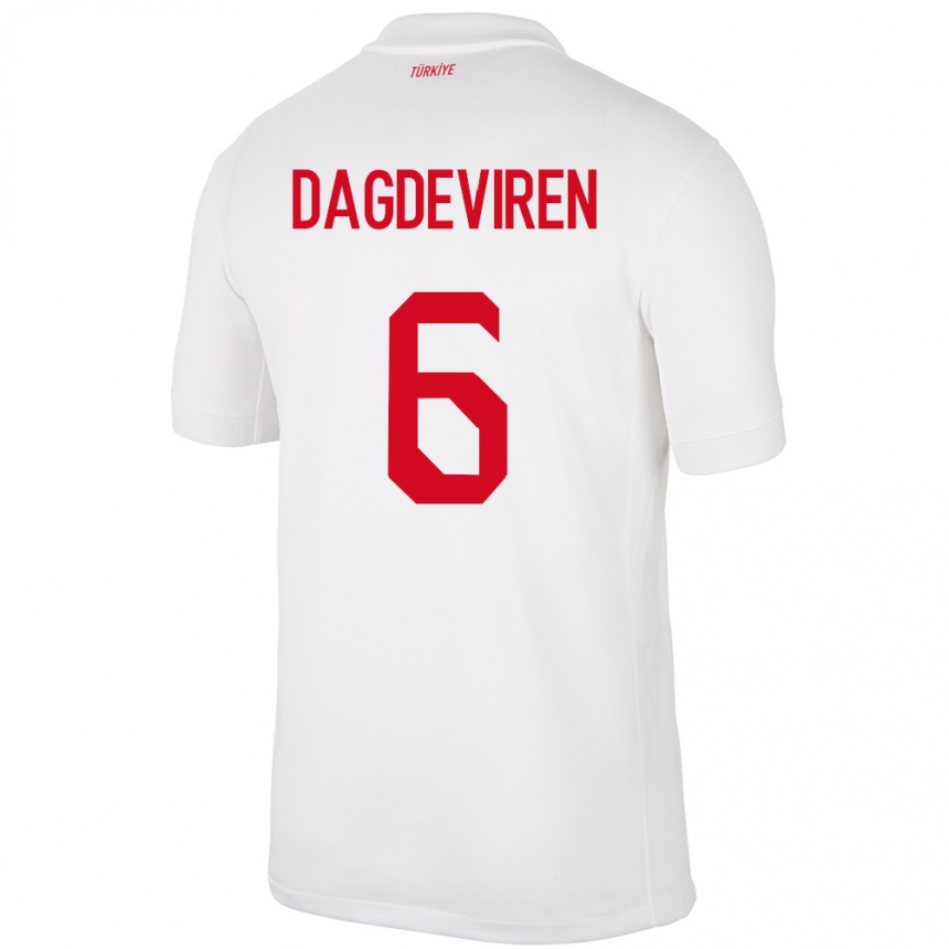 Kids Football Turkey Diren Dağdeviren #6 White Home Jersey 24-26 T-Shirt Nz