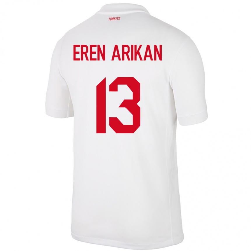 Kids Football Turkey Muhammed Eren Arıkan #13 White Home Jersey 24-26 T-Shirt Nz