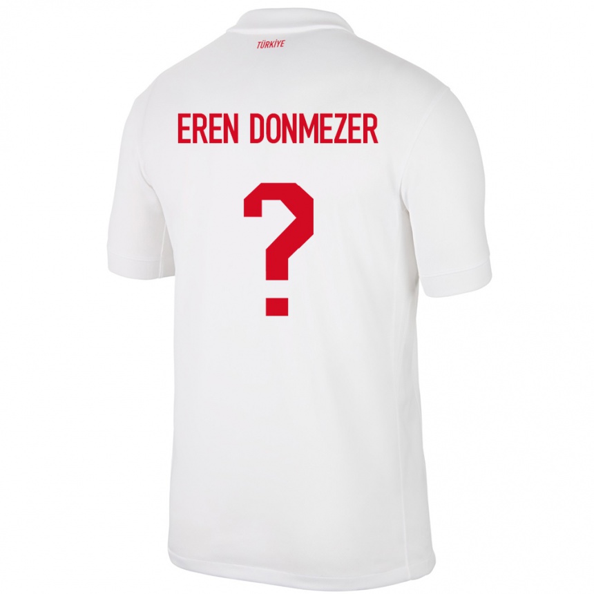 Kids Football Turkey Deniz Eren Dönmezer #0 White Home Jersey 24-26 T-Shirt Nz