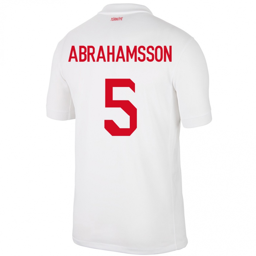 Kids Football Turkey Sejde Aylin Abrahamsson #5 White Home Jersey 24-26 T-Shirt Nz