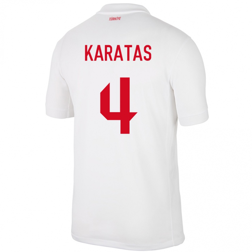 Kids Football Turkey Eda Karataş #4 White Home Jersey 24-26 T-Shirt Nz